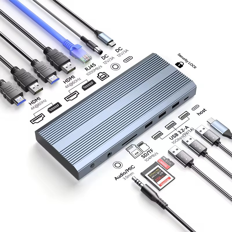 USB C 어댑터 13 in 1 4K HDMI 허브 타입 C에서 HDMI 4K USB 3.0 2.0 PD 충전 변환기