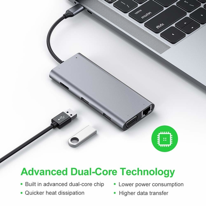 11 포트 11 In 1 USB 타입 C 허브 10Gbps USB C 도킹 스테이션 플러그 앤 플레이 소프트웨어 통합