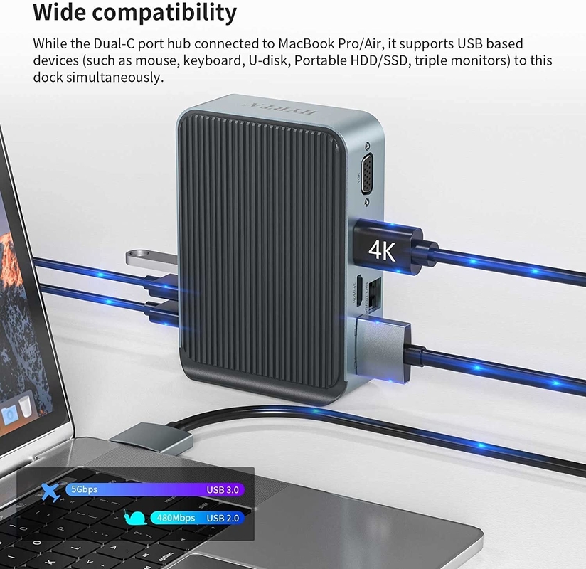 디스플레이링크 2 HDMI 2K 60Hz 도킹 스테이션 16 멀티 포트 C 타입 맥북 도크