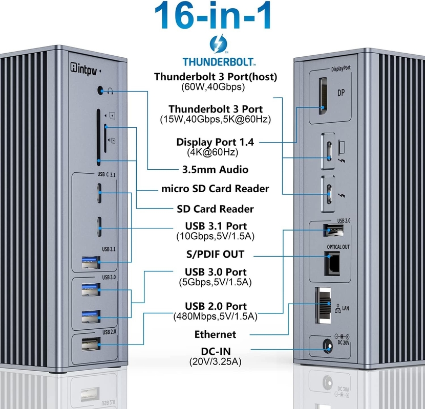 USB C 도킹 스테이션 썬더볼트 4 HDMI 8K 60Hz USB4 40Gbps 20 멀티 포트 타입 C PD Rj45 HUB USB C 3.2 Gen 2