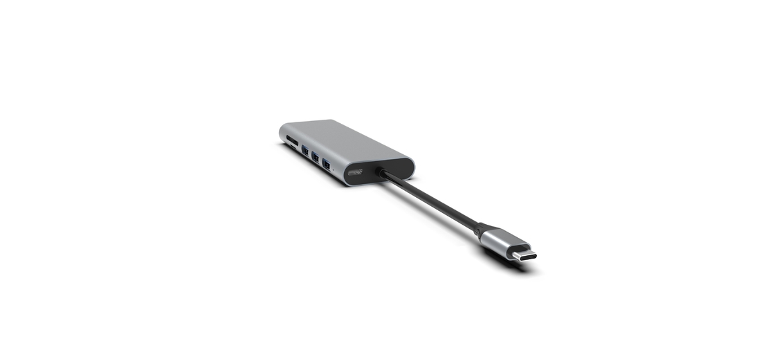 C형 USB C 어댑터 이더넷 4K HDMI 3 USB 3.0 포트 100W PD 호환성 있는 멀티포트 어댑터 허브