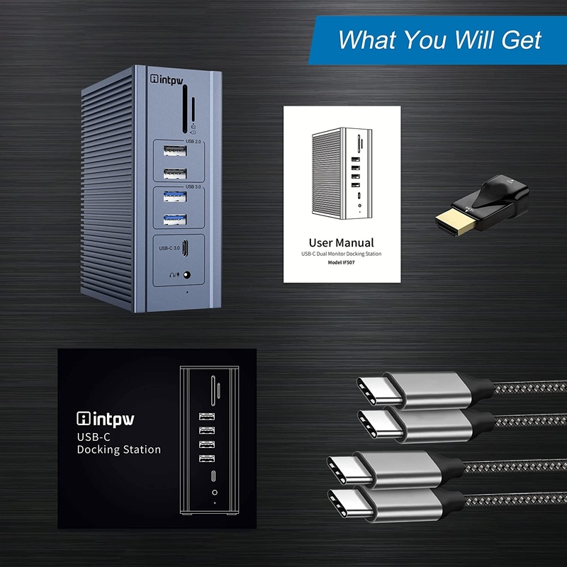 16in1 기가비트 이더넷 도킹 스테이션 HDMI USB C 4K 비디오 출력 디스플레이 링크