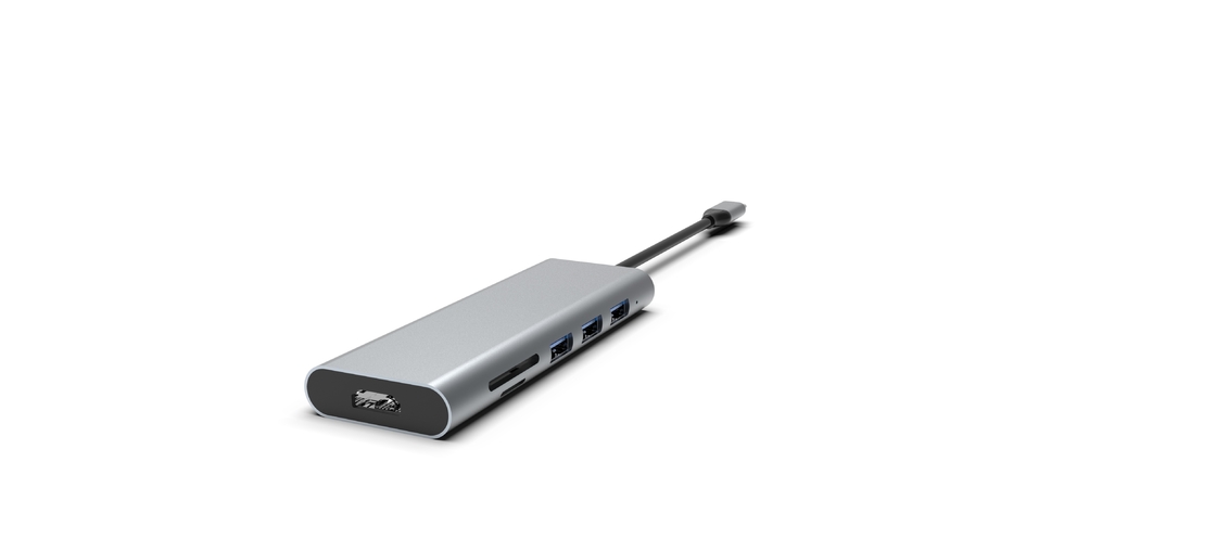C형 USB C 어댑터 이더넷 4K HDMI 3 USB 3.0 포트 100W PD 호환성 있는 멀티포트 어댑터 허브