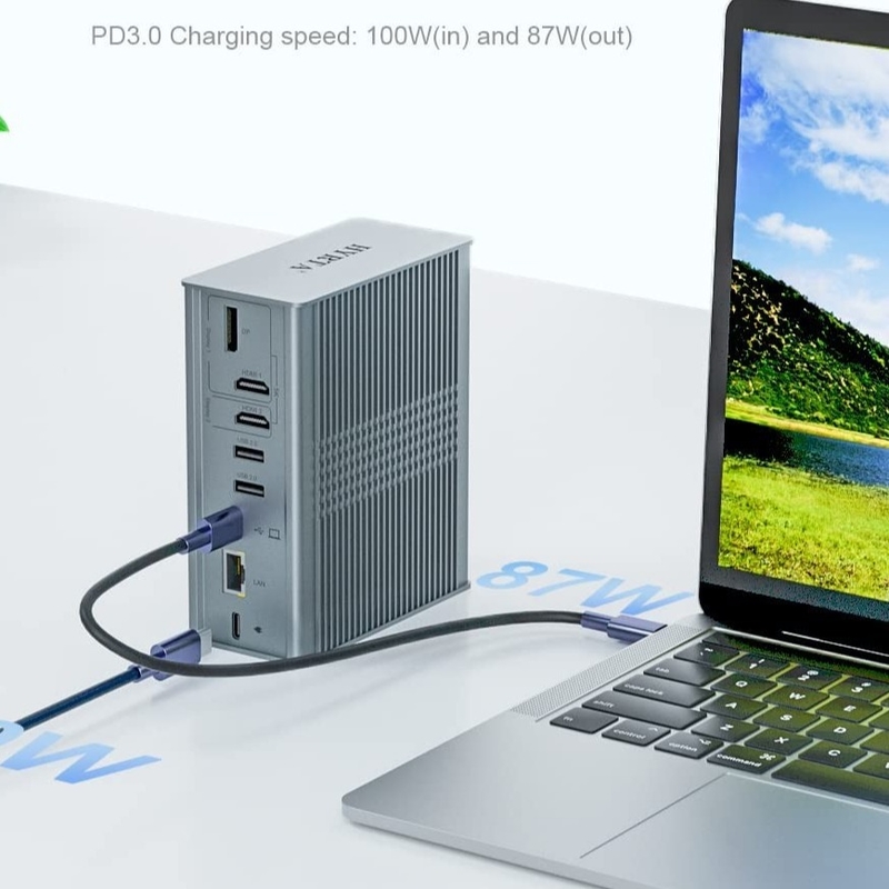 18인1 썬더볼트 USB C 도킹 스테이션 멀티 USB 허브 디스플레이 링크 4K HDMI