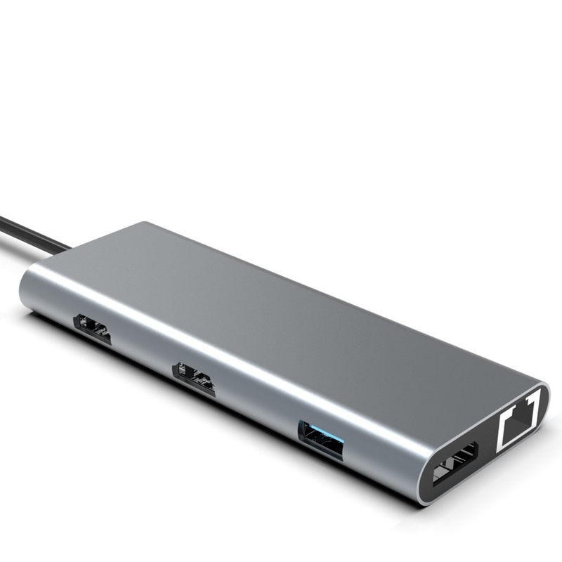 C형 USB 허브 이더넷 도킹 스테이션 확장 맥북 연결 회색