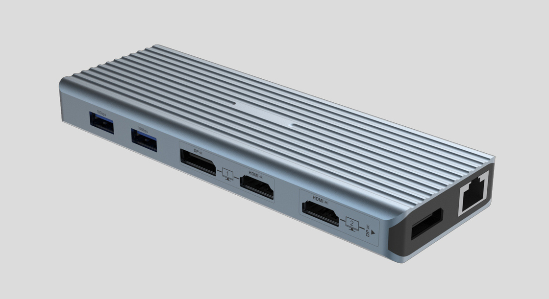 USB 3.1 타입 C ~ 9 포트 USB3.0 허브와 기가비트 이더넷 RJ45 랜 포트 어댑터 회색