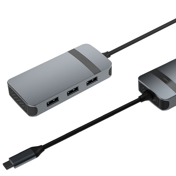5in1 알루미늄 USB 타입 C 허브 다중 포트 5Gbps 데이터 전송 속도 3.5mm 오디오 잭