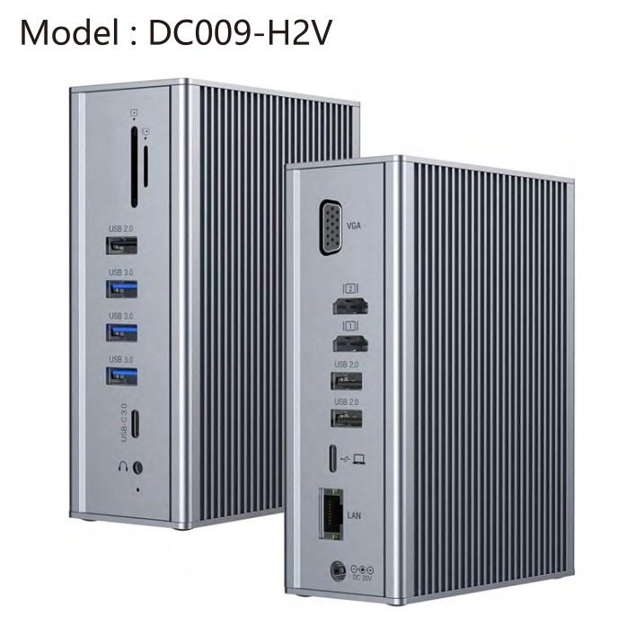 기가비트 이더넷 HDMI USB C 도킹 스테이션 듀얼 비디오 오디오 포트 SD 카드 리더