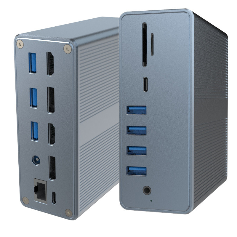 4k 썬더볼트 3 도킹 스테이션 맥북 프로 USB C 노트북 듀얼 모니터 18-인-1 노트북 도크
