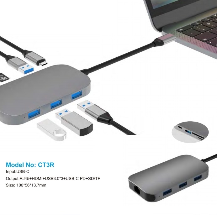 Windows MacOS용 PD 포트 SD 카드 리더가 있는 USB C 허브 최대 10Gbps 데이터 전송 속도