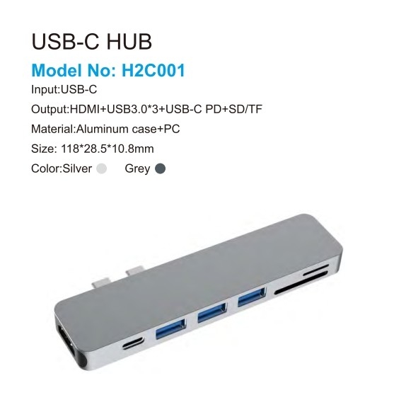 7in1 듀얼 타입 C 허브 USB C 도킹 스테이션 지원 4K HDMI 카드 리더