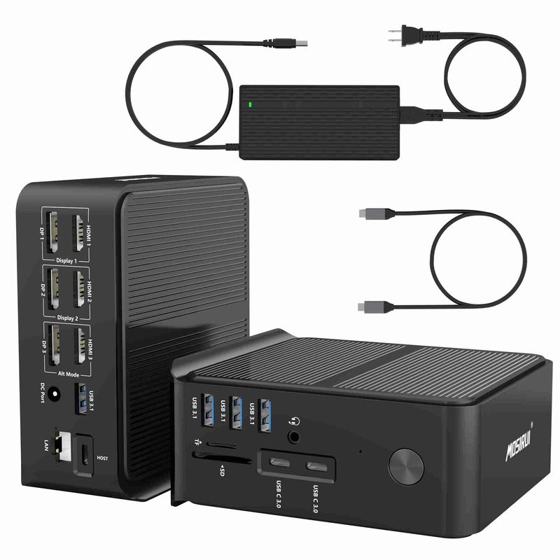 HDMI 4k 60hz 썬더볼트 3 모니터 기가비트 이더넷 카드 리더 및 오디오 컴보 잭