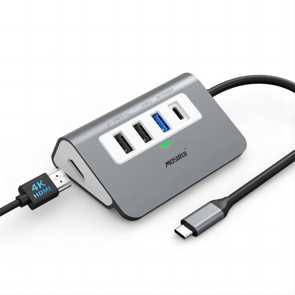 USB C 4인1 멀티포트 어댑터 USB 3.0 포트 4K HDMI 노트북용