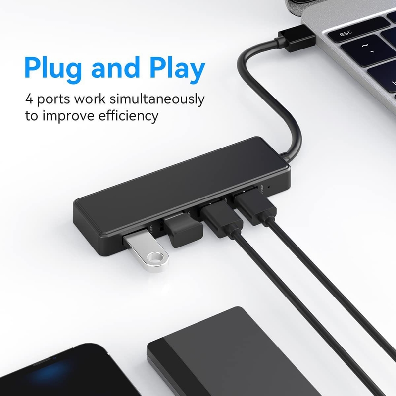 노트북 USB A 허브 C형 호환성 검은색 회색 허브 5Gbps 데이터 전송 장 케이블 길이 전원 공급