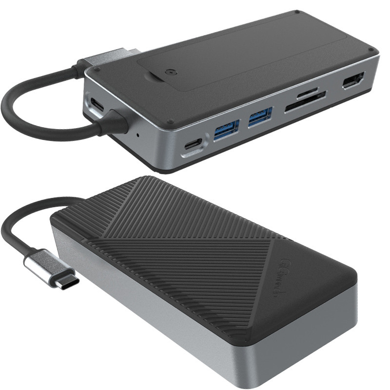 8-in-1 듀얼 USB C 도킹 스테이션 허브 디아플레이링크와 냉각 팬을 갖춘 M.2 NVMe/SATA SSD