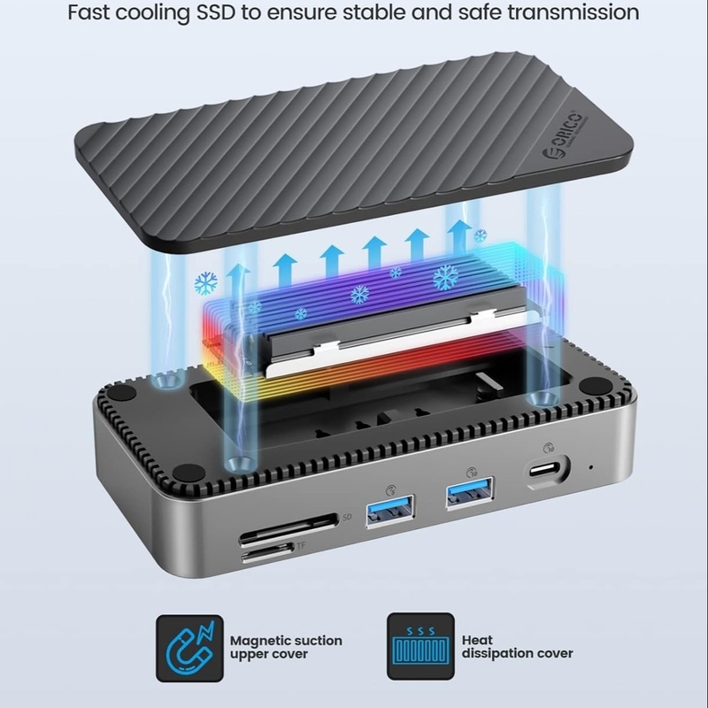 USB C 디스플레이링크 도킹 스테이션 10Gbps USB 3.2 Gen2 M.2 NVMe/SATA SSD 리더