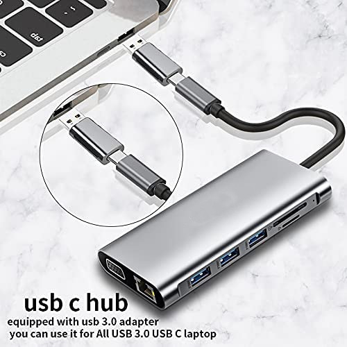 12인1 듀얼 HDMI USB C 허브 USB C 도킹 스테이션 어댑터 VGA 이더넷 100W PD
