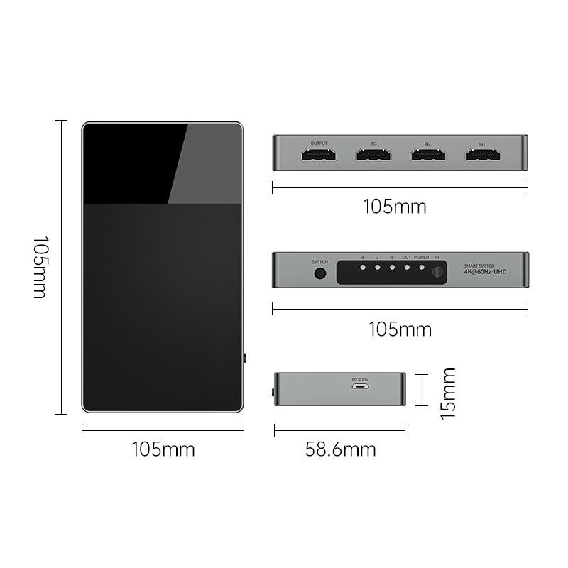 블랙 그레이 HDMI 4k 스위치 스플리터 3인1 아웃 HDMI 스위치 원격 지원 3D 4K 1080P