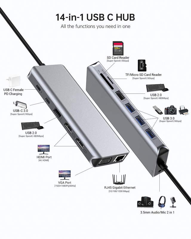 USB 3.0 허브 확장 타입 A 남성에서 여성 데이터 케이블 USB C 허브 전원 추가 긴