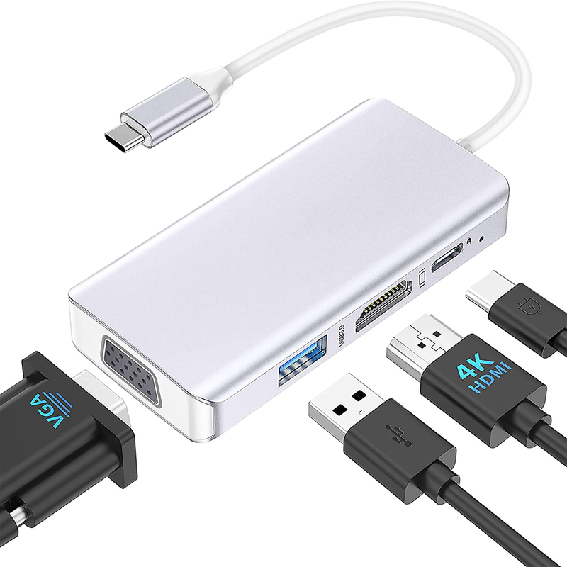화이트 USB C 도킹 허브 스테이션 듀얼 모니터 트리플 4K 60hz 데이터 전송 어댑터
