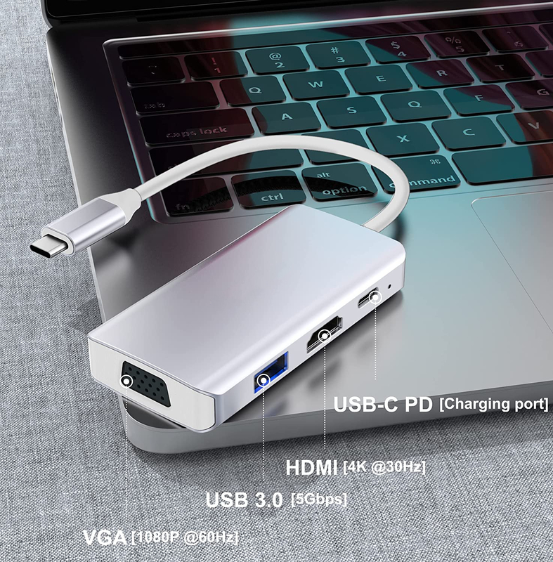 화이트 USB C 도킹 허브 스테이션 듀얼 모니터 트리플 4K 60hz 데이터 전송 어댑터