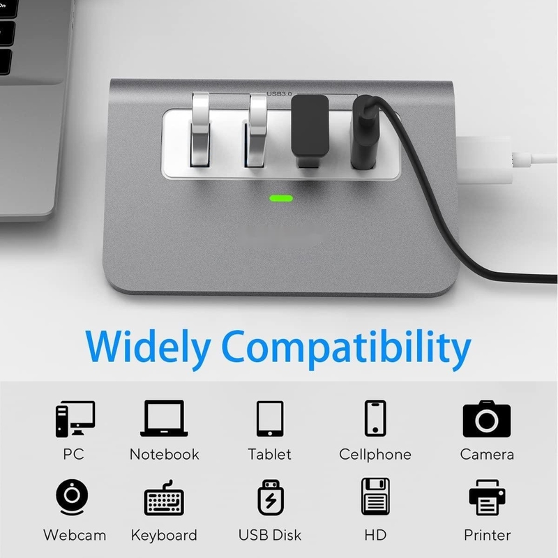 10 포트 USB C 허브 휴대용 USB C 허브 타입 C ~ 4 USB A 포트 PC 태블릿
