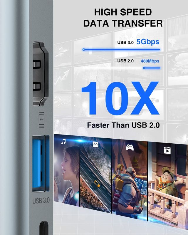 4in1 USB C 어댑터 USB3.0 썬더 포트 두 개의 HDMI