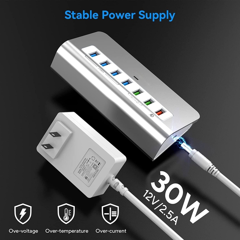 USB C 어댑터 3.2 허브 2세대 USB C에서 USB 멀티포트 어댑터 노트북용 30W 전원