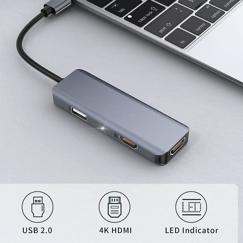 듀얼 USB C 어댑터 3 인 1 둥글 4K HDMI 도킹 스테이션 호환 맥북 프로