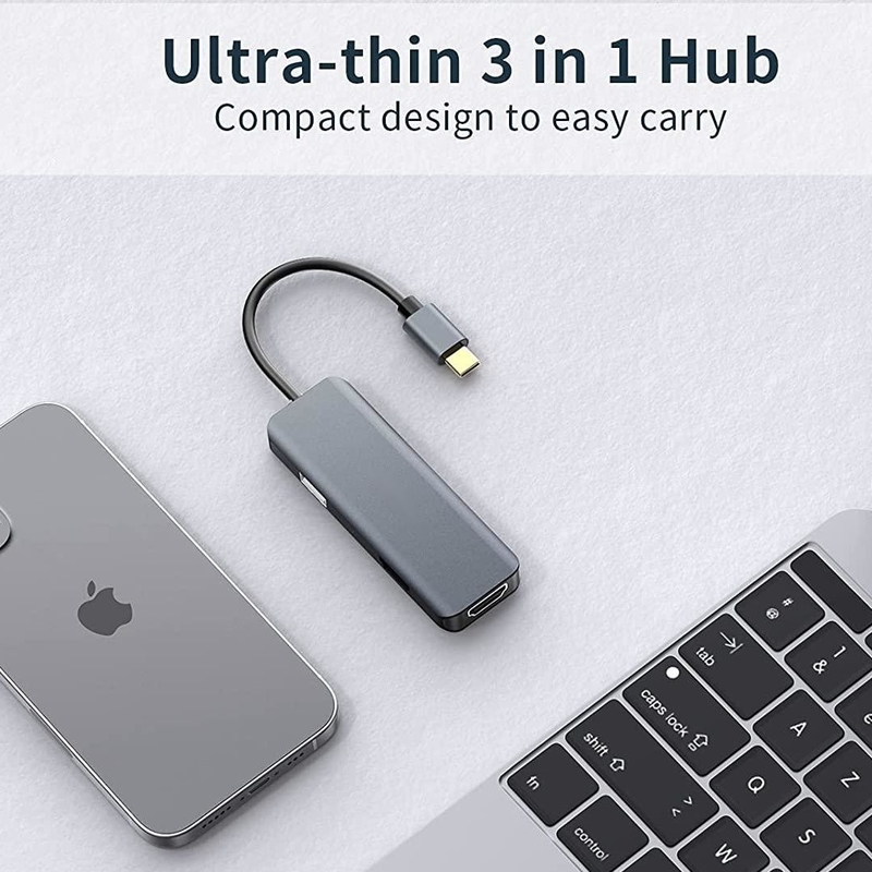 듀얼 Hdmi Usb C 도크 허브 알루미늄 USB C 어댑터 모니터 3인1 둥글 4K HDMI