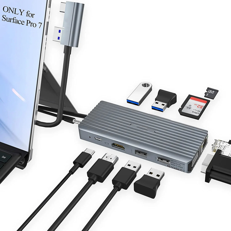 7in1 USB C 허브 도크 스테이션 카드 리더와 함께 듀얼 프로 패드 다기능 변환기 USB 허브 Mac