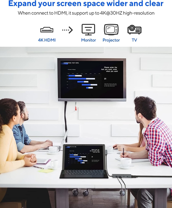 7in1 USB C 허브 도크 스테이션 카드 리더와 함께 듀얼 프로 패드 다기능 변환기 USB 허브 Mac