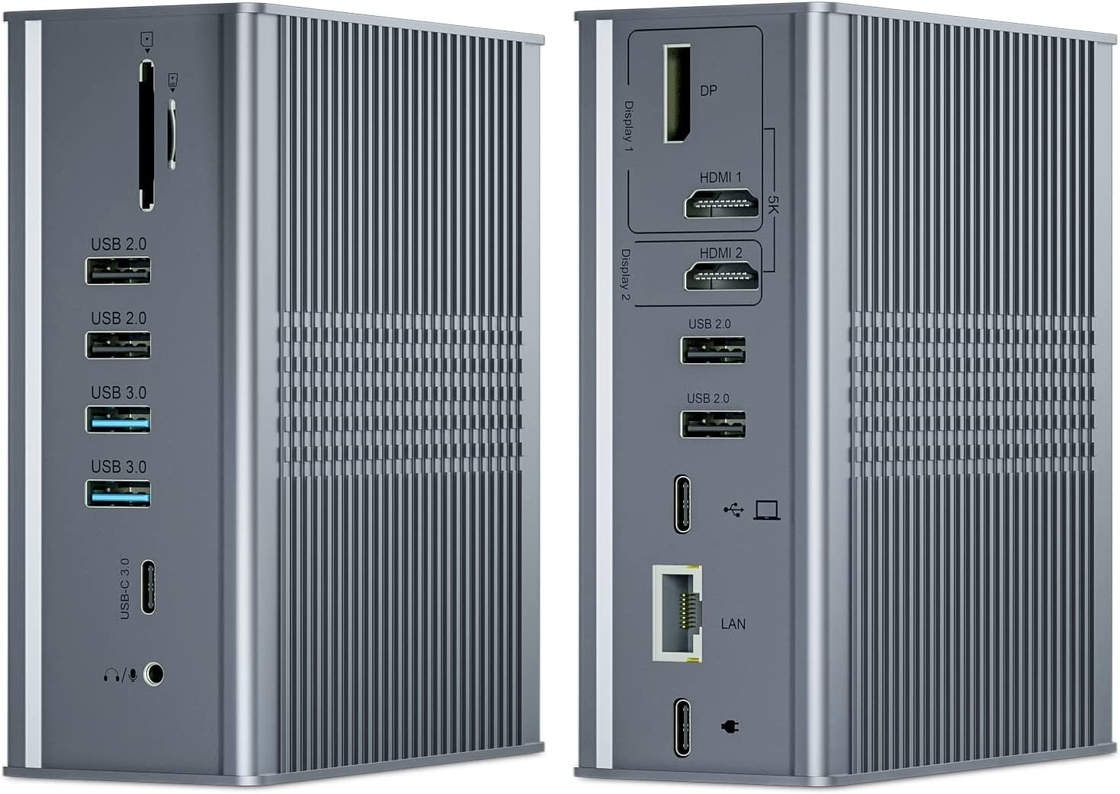 노트북 USB C 도킹 스테이션 트리플 모니터 16-인-1 USB C 도크 디스플레이 링크