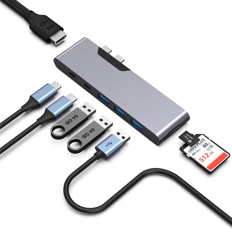 8인1 도크 스테이션 듀얼 USB C 전원 어댑터 허브 카드 리더 프로 패드 변환기 USB 허브 Mac용