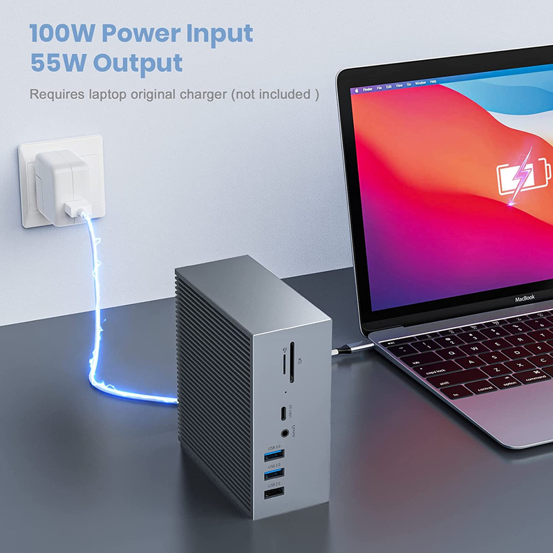 16in2 USB C 듀얼 모니터 썬더볼트 도크 트리플 디스플레이 8 USB C/A 포트 이더넷