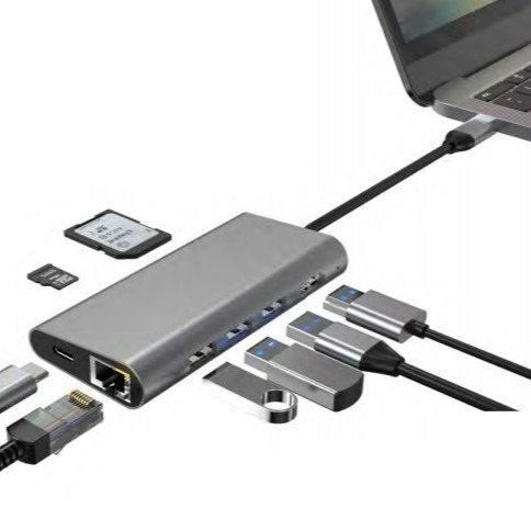 디스플레이링크 IC와 USB 3.0 포트를 가진 편리한 은 USB C 도킹 스테이션