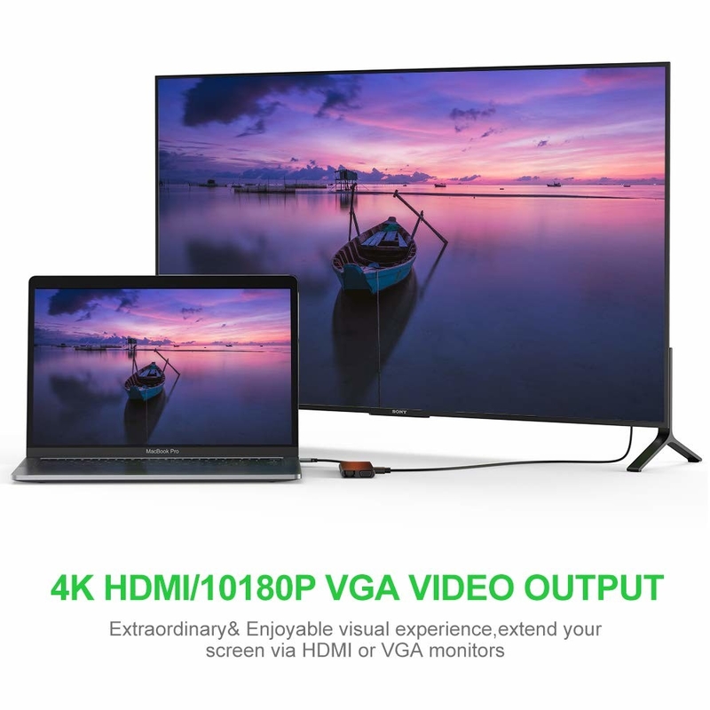 100 와트 USB C 어댑터 전원 5 인 1 USB 3.0 허브 TYPE C HDMI 4K 30Hz 5Gbps 100W PD 빠른 충전