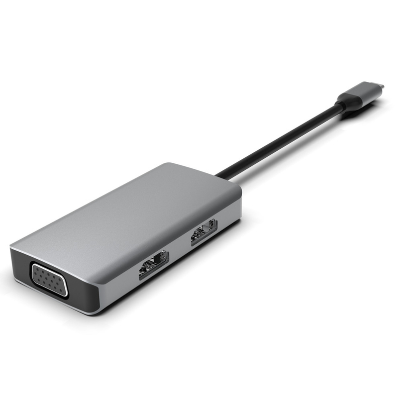 디스플레이링크 IC와 USB 3.0 포트를 가진 편리한 은 USB C 도킹 스테이션
