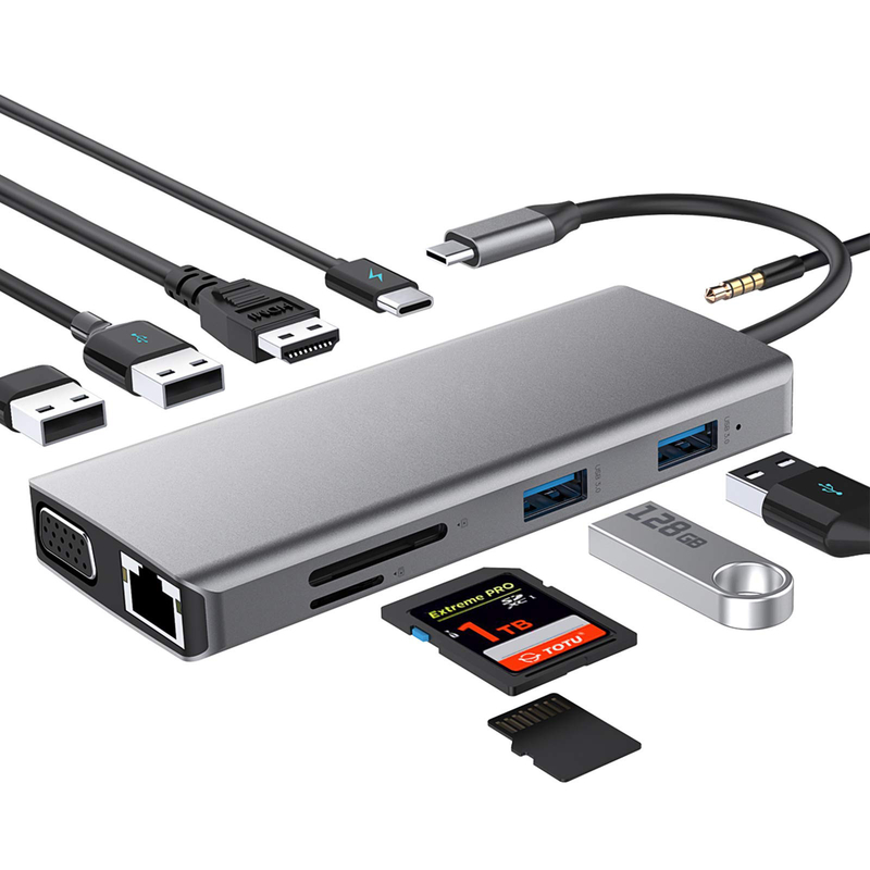 USB C 듀얼 HDMI 허브 ICZI USB C 허브 11 In 1 USB C 멀티 포트 어댑터 2 HD 4K 30Hz 4 USB