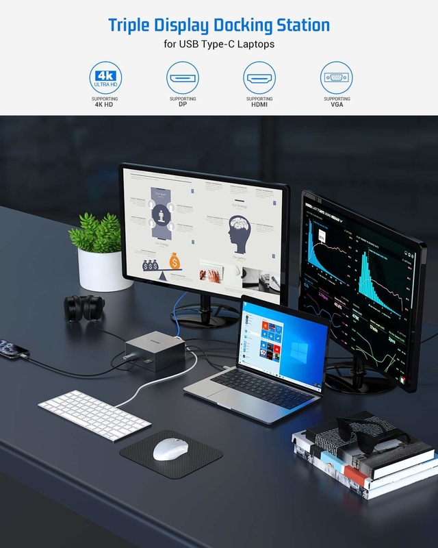 썬더볼트 4k 모니터 썬더볼트 USB-C 듀얼 HD 4K 도킹 스테이션 16-인-1 허브 어댑터 MST 맥북 & 데스크톱