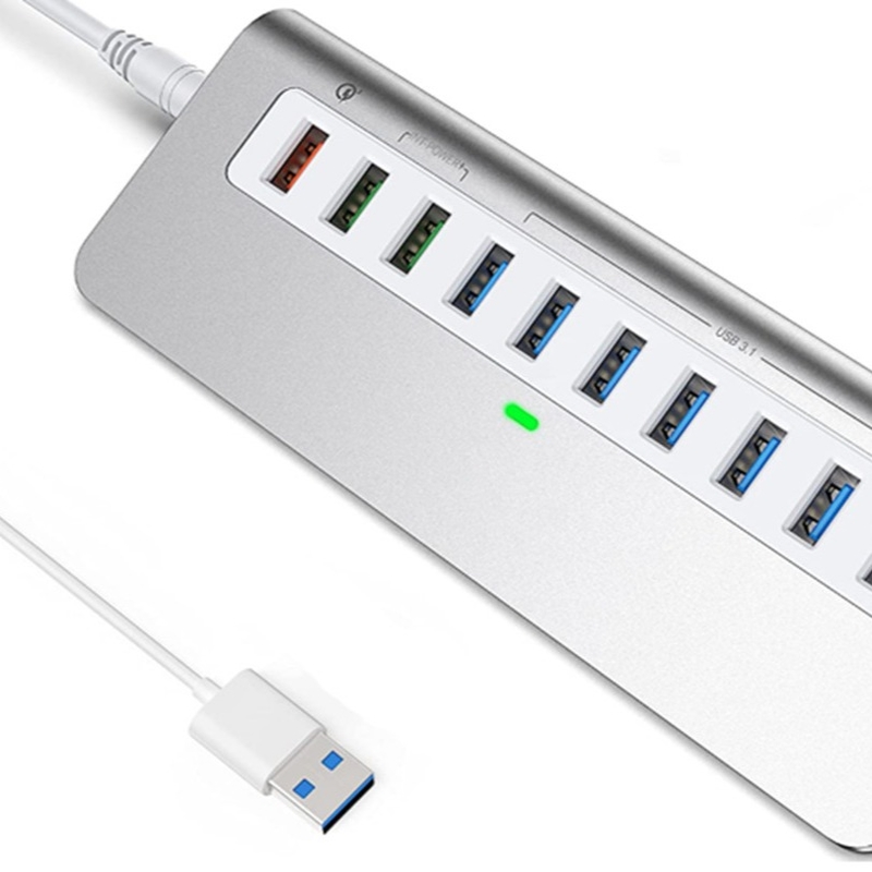 DC JACKI USB 3.0 타입 A 10Gbps 노트북 및 PC용 7인 1 USB-A 허브