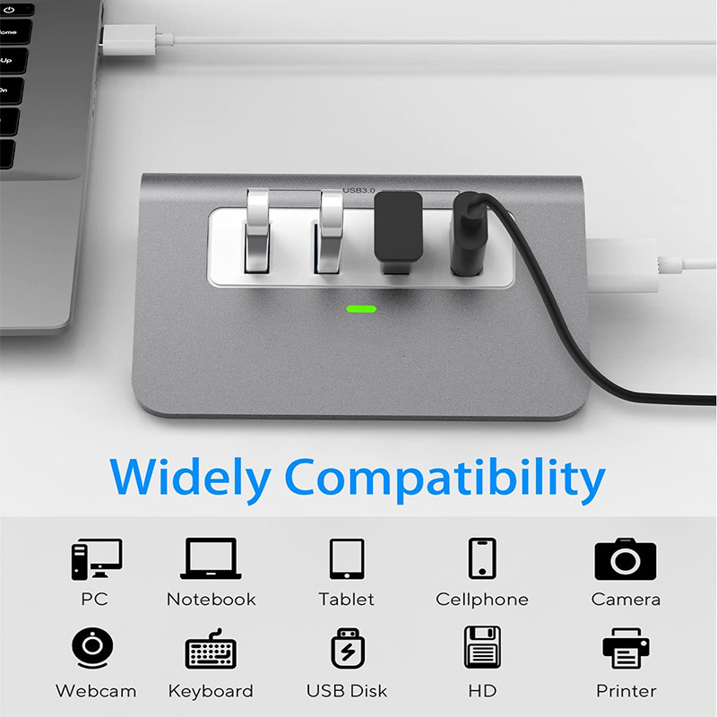 3.0 확장기 4 포트 USB-C 어댑터 허브 USB 도크 허브 스플리터 USB 유니버설 디바이스 노트북