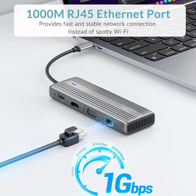 USB 3.1 10 In 1 타입 C 멀티 포트 도킹 스테이션 허브와 기가 비트 이더넷 및 4K HD HDMI