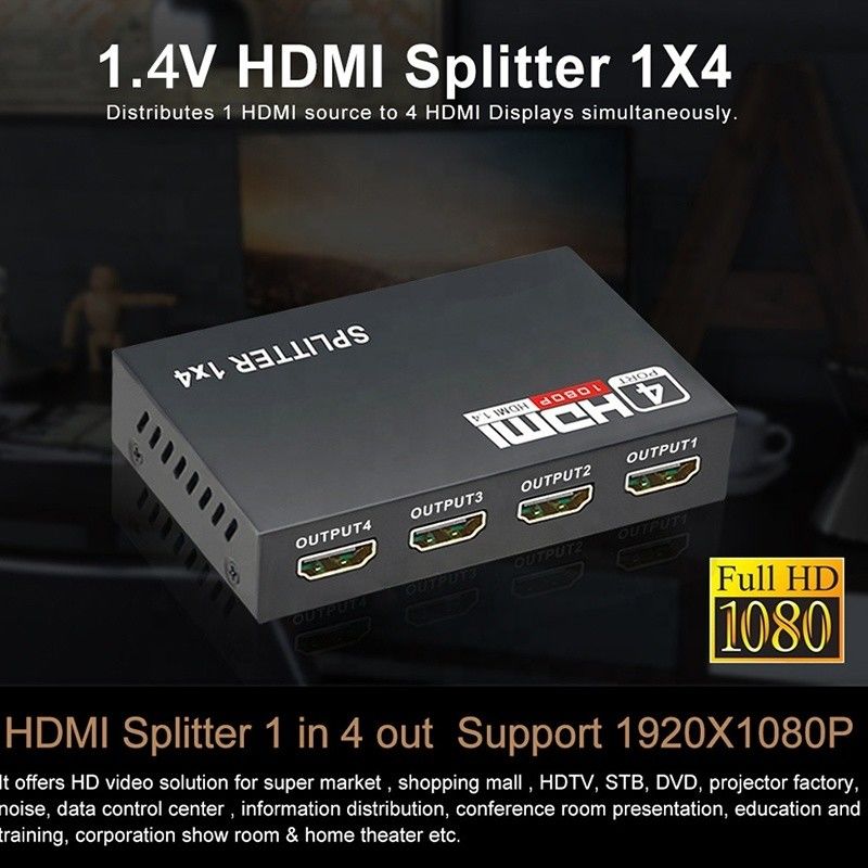 전문 HDMI 스플리터 1x4 풀 HD 3D 1080P 4 포트 TV 여성-여성 변환기