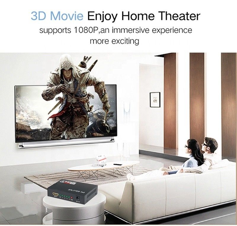 전문 HDMI 스플리터 1x4 풀 HD 3D 1080P 4 포트 TV 여성-여성 변환기