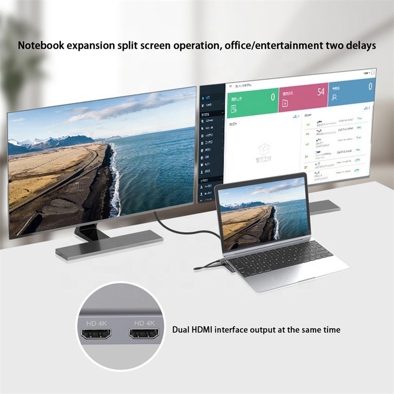 충전 데이터 전송 및 스피커 기능을 위한 12인1 USB-C 타입-C 도킹 스테이션