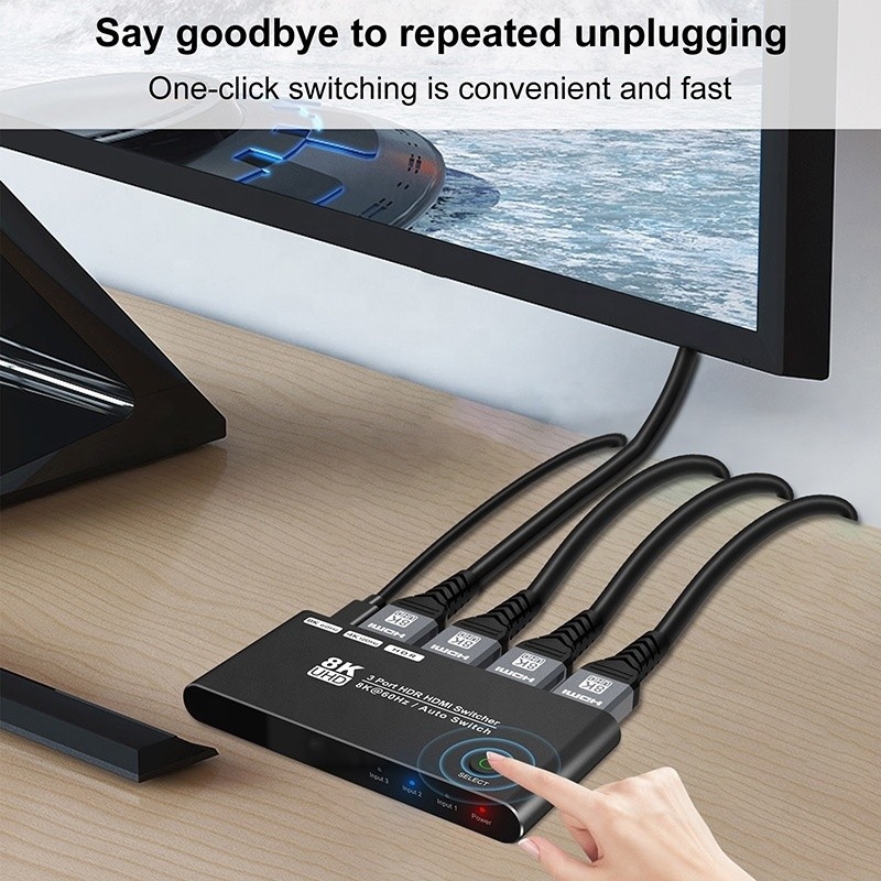 8K HDMI 스위치 3인1 아웃 지원 3 HDMI 입력 8K 60Hz 4K 120Hz 첨단 기술