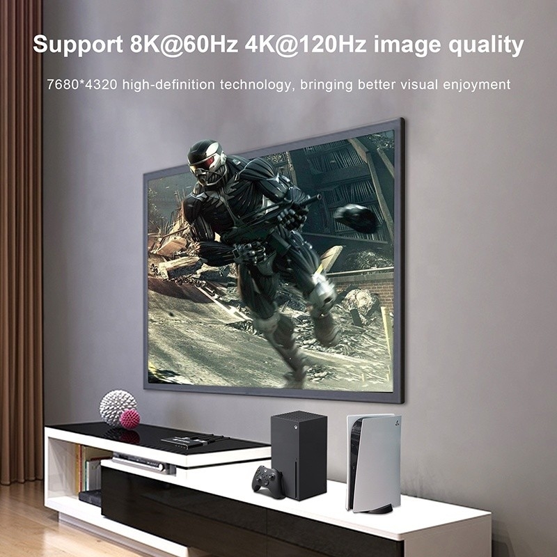 8K HDMI 스위치 3인1 아웃 지원 3 HDMI 입력 8K 60Hz 4K 120Hz 첨단 기술