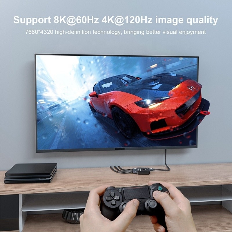 8K 120Hz HDR 3 포트 HDMI 스위치 스위처 3 인 1 아웃 플러그 원격 변환기