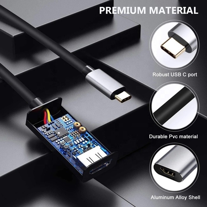 남성-여성 USB 3.1 타입 C에서 HDMI HDTV 케이블 어댑터 변환기 4K 60Hz 1080P CCA 선도자